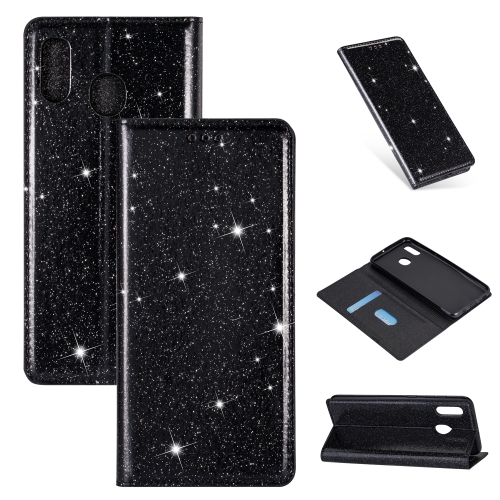 

For Samsung Galaxy A20 / A30 Ultrathin Glitter Magnetic Horizontal Flip Leather Case with Holder & Card Slots(Black)