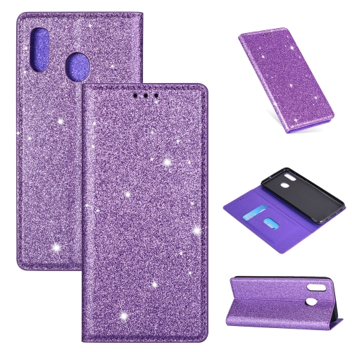 

For Samsung Galaxy A20 / A30 Ultrathin Glitter Magnetic Horizontal Flip Leather Case with Holder & Card Slots(Purple)