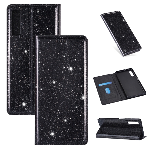 

For Samsung Galaxy A7 (2018) / A750 Ultrathin Glitter Magnetic Horizontal Flip Leather Case with Holder & Card Slots(Black)