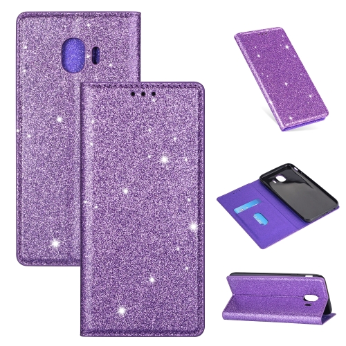 

For Samsung Galaxy J4 (2018) Ultrathin Glitter Magnetic Horizontal Flip Leather Case with Holder & Card Slots(Purple)