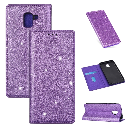 

For Samsung Galaxy J6 (2018) / A8 (2018) Ultrathin Glitter Magnetic Horizontal Flip Leather Case with Holder & Card Slots(Purple)