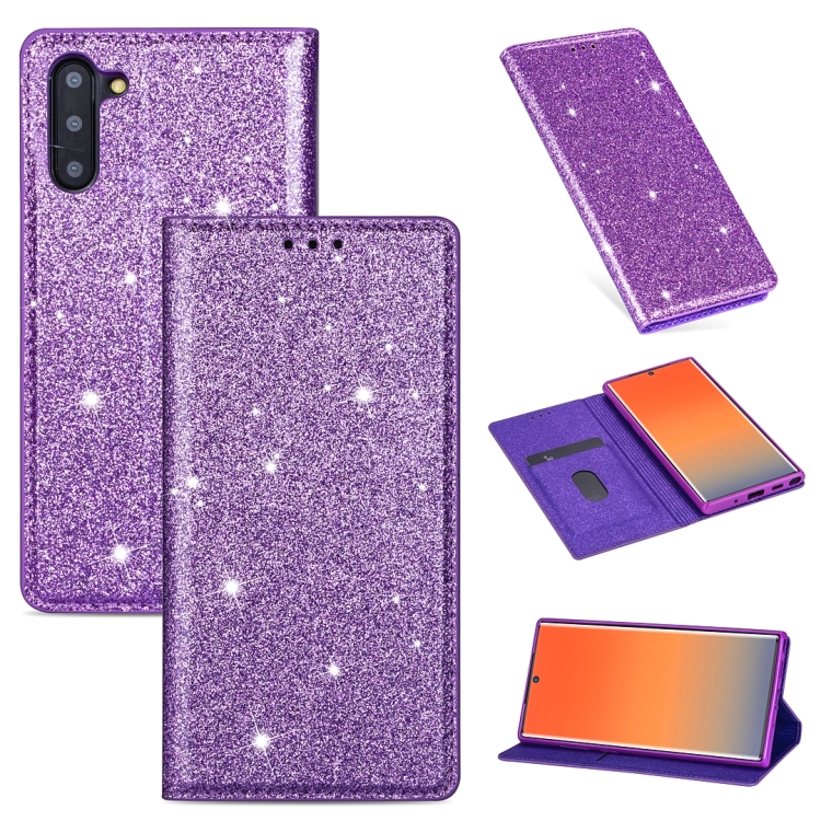 

For Samsung Galaxy Note 10 Ultrathin Glitter Magnetic Horizontal Flip Leather Case with Holder & Card Slots(Purple)