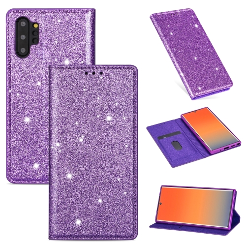 

For Samsung Galaxy Note 10 Plus Ultrathin Glitter Magnetic Horizontal Flip Leather Case with Holder & Card Slots(Purple)