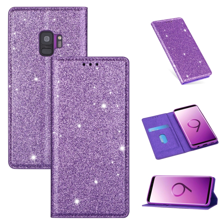 

For Samsung Galaxy S9 Ultrathin Glitter Magnetic Horizontal Flip Leather Case with Holder & Card Slots(Purple)