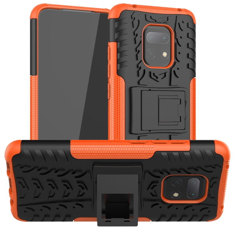 

For Xiaomi Redmi 10X 5G Tire Texture Shockproof TPU + PC Protective Case with Holder(Orange)