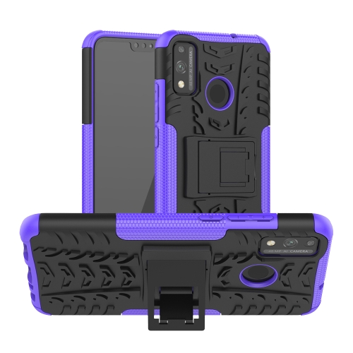 

For Huawei Honor 9X Lite Tire / Honor 8X Texture Shockproof TPU + PC Protective Case with Holder(Purple)