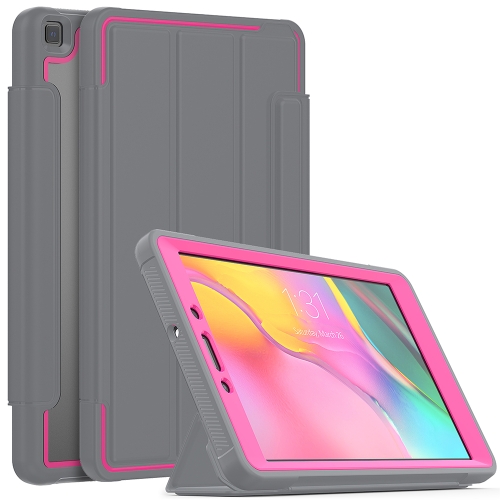 

For Samsung Galaxy Tab A 8.0 (2019) T290/T295 Acrylic + TPU Horizontal Flip Smart Leather Case with Three-folding Holder & Pen Slot & Wake-up / Sleep Function(Rose Red+Grey)