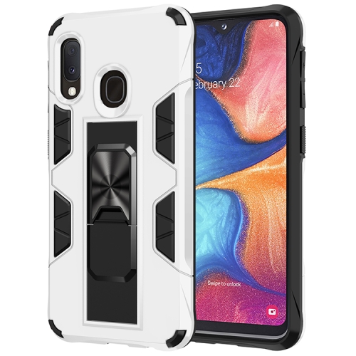 

For Samsung Galaxy A20e Soldier Armor Shockproof TPU + PC Magnetic Protective Case with Holder(White)