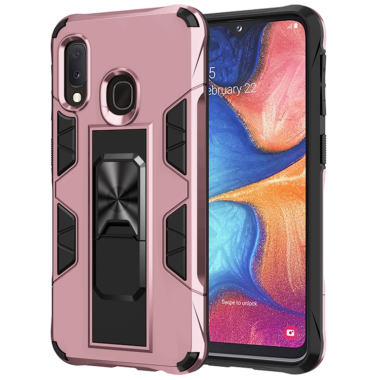

For Samsung Galaxy A20e Soldier Armor Shockproof TPU + PC Magnetic Protective Case with Holder(Rose Gold)