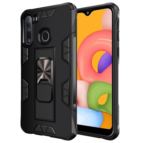 

For Samsung Galaxy A21 Soldier Armor Shockproof TPU + PC Magnetic Protective Case with Holder(Black)