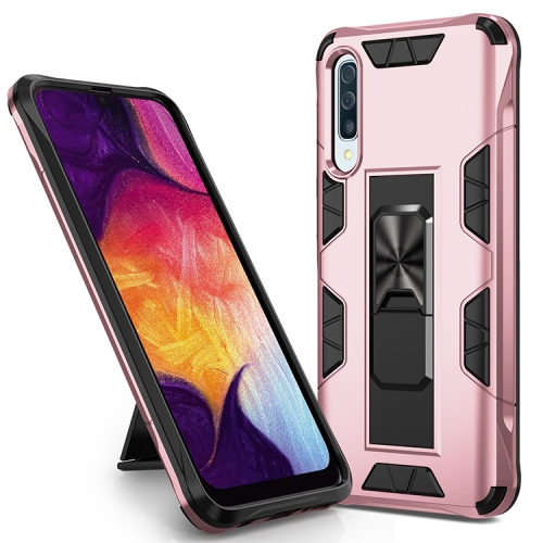 

For Samsung Galaxy A50 Soldier Armor Shockproof TPU + PC Magnetic Protective Case with Holder(Rose Gold)