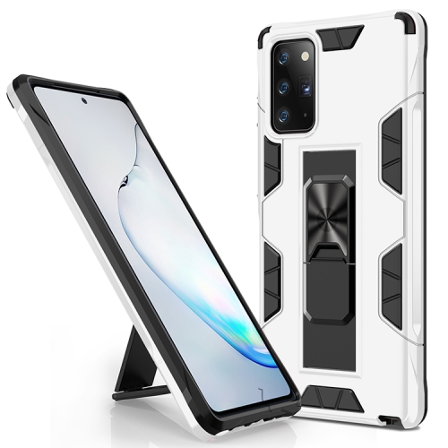 

For Samsung Galaxy Note20 Soldier Armor Shockproof TPU + PC Magnetic Protective Case with Holder(White)