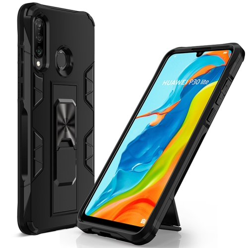 

For Huawei P30 Lite Soldier Armor Shockproof TPU + PC Magnetic Protective Case with Holder(Black)