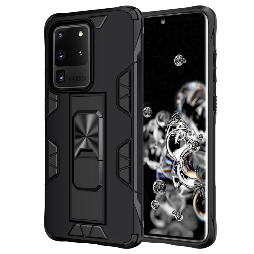 

For Samsung Galaxy S20 Ultra Soldier Armor Shockproof TPU + PC Magnetic Protective Case with Holder(Black)