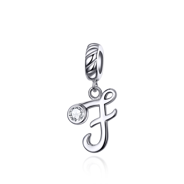 

S925 Sterling Silver 26 English Letter Pendant DIY Bracelet Necklace Accessories, Style:F