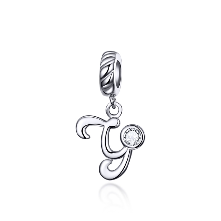 

S925 Sterling Silver 26 English Letter Pendant DIY Bracelet Necklace Accessories, Style:Y