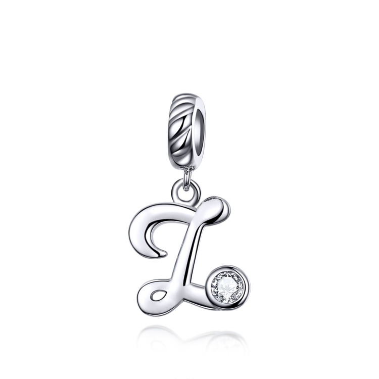 

S925 Sterling Silver 26 English Letter Beads DIY Bracelet Necklace Accessories, Style:Z
