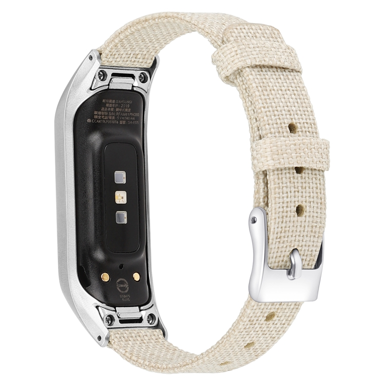 

For Samsung Galaxy Fit E Stainless Steel Canvas Strap, Size:S(Apricot)