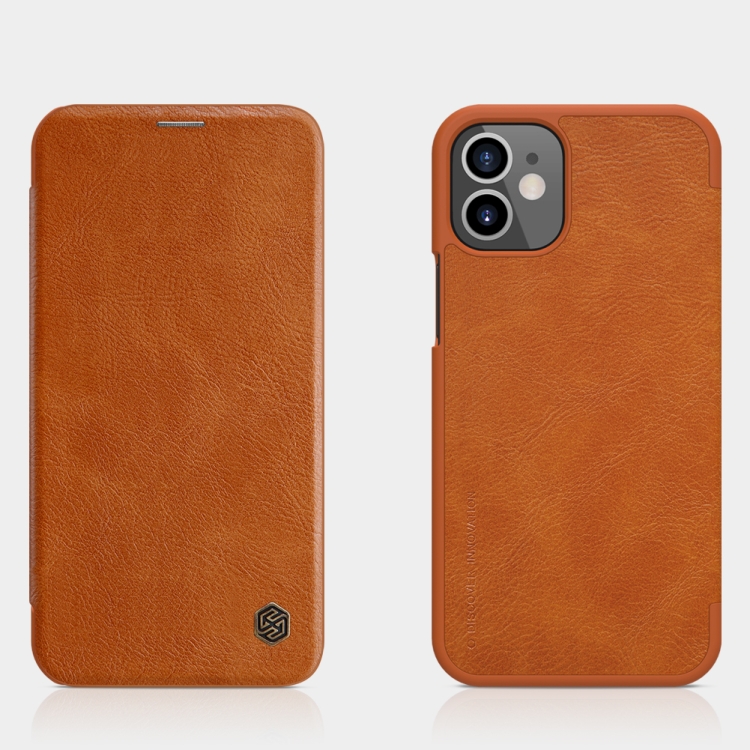 

For iPhone 12 mini NILLKIN QIN Series Crazy Horse Texture Horizontal Flip Leather Case with Card Slot(Brown)