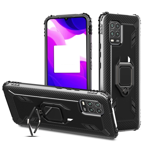 

For Xiaomi Mi 10 Lite / Youth (5G) Carbon Fiber Protective Case with 360 Degree Rotating Ring Holder(Black)