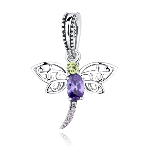 

Insect Series S925 Silver Small Pendant Bracelet Accessories Personalized Dragonfly Inlaid Pendant