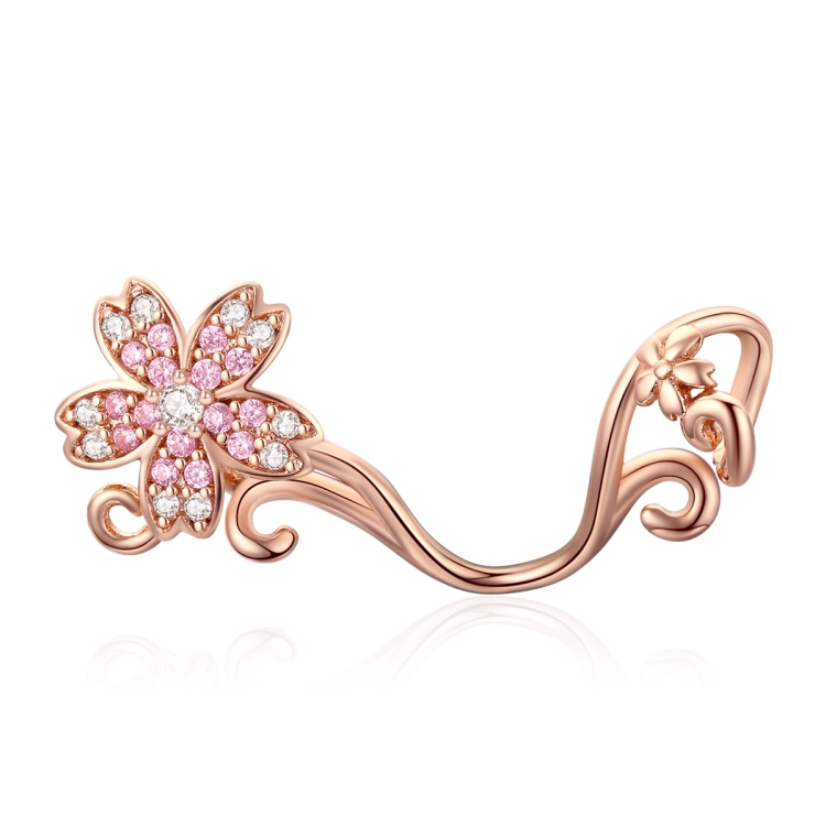 

S925 Sterling Silver Beautiful Flowers DIY Bracelet Accessories, Color:Rose Gold