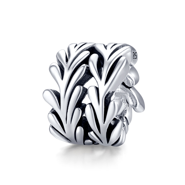 

S925 Sterling Silver Simple Seaweed Beads DIY Bracelet Necklace Accessories