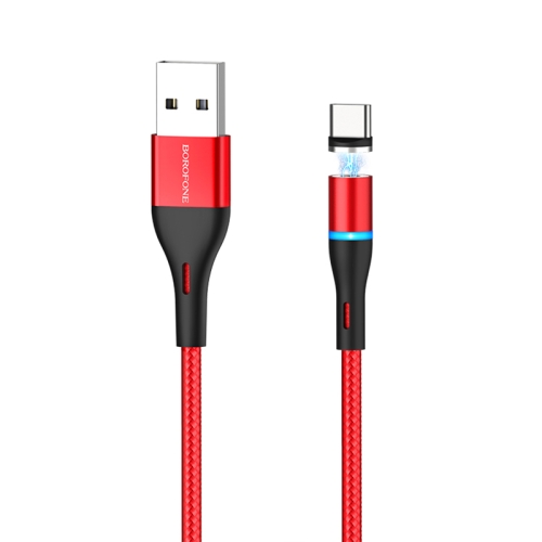 

Borofone BU16 1.2m 3A Max Output USB to USB-C / Type-C Skill Magnetic Charging Data Cable with LED Indicator(Red)