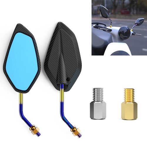 

Motorcycle / Electromobile Modified Diamond-shaped Burnt Titanium Plating Rearview Mirror, Style:Carbon Fiber Type Burnt Titanium+Gold