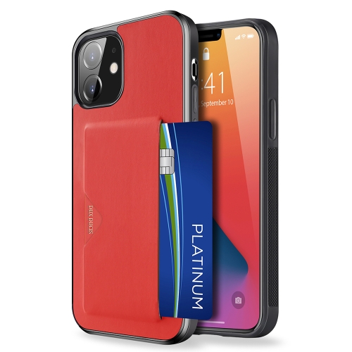 

For iPhone 12 / 12 Pro DUX DUCIS Pocard Series TPU + PU Leather Protective Case with Card Slot(Red)