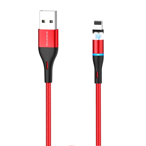 

Borofone BU16 1.2m 2.4A Max Output USB to 8 Pin Skill Magnetic Charging Data Cable with LED Indicator(Red)