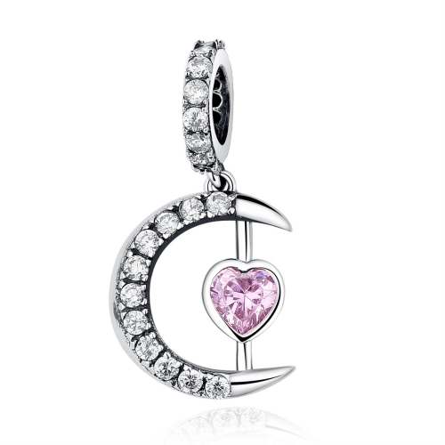 

S925 Sterling Silver Bracelet Personality Moon Heart Pendant