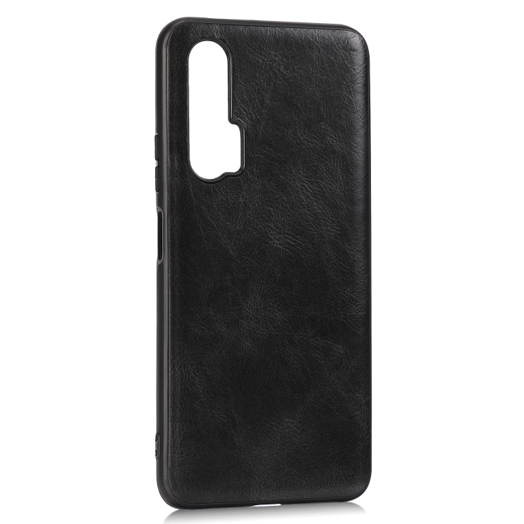 

For Huawei Nova 6 Crazy Horse Textured Calfskin PU+PC+TPU Case(Black)