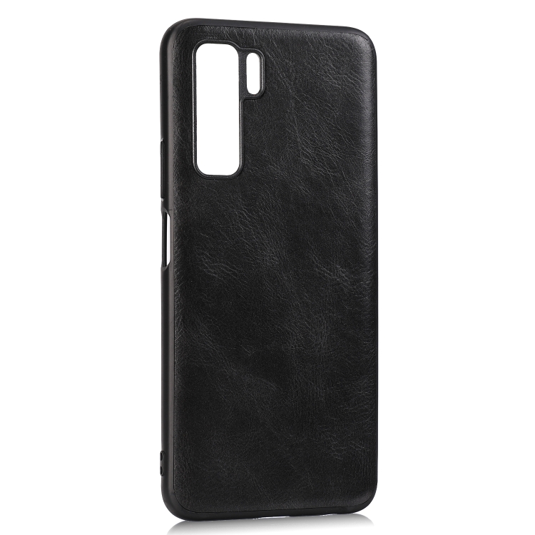 

For Huawei Nova 7 SE Crazy Horse Textured Calfskin PU+PC+TPU Case(Black)