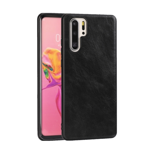 

For Huawei P30 Pro Crazy Horse Textured Calfskin PU+PC+TPU Case(Black)