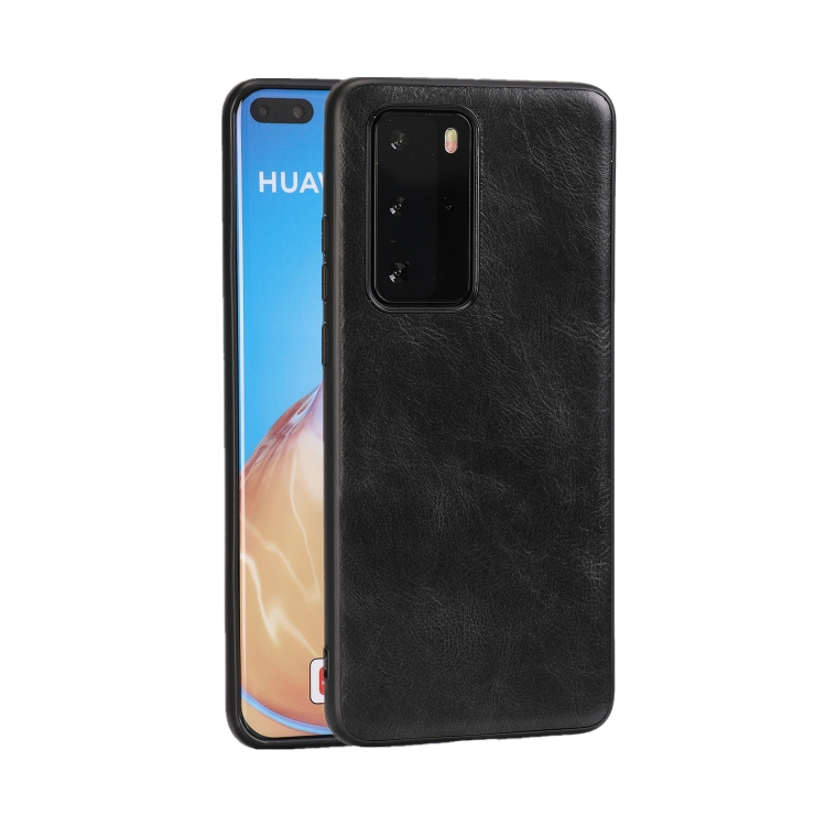 

For Huawei P40 Pro Crazy Horse Textured Calfskin PU+PC+TPU Case(Black)
