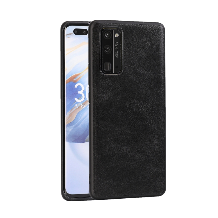 

For Huawei Honor 30 Pro Crazy Horse Textured Calfskin PU+PC+TPU Case(Black)