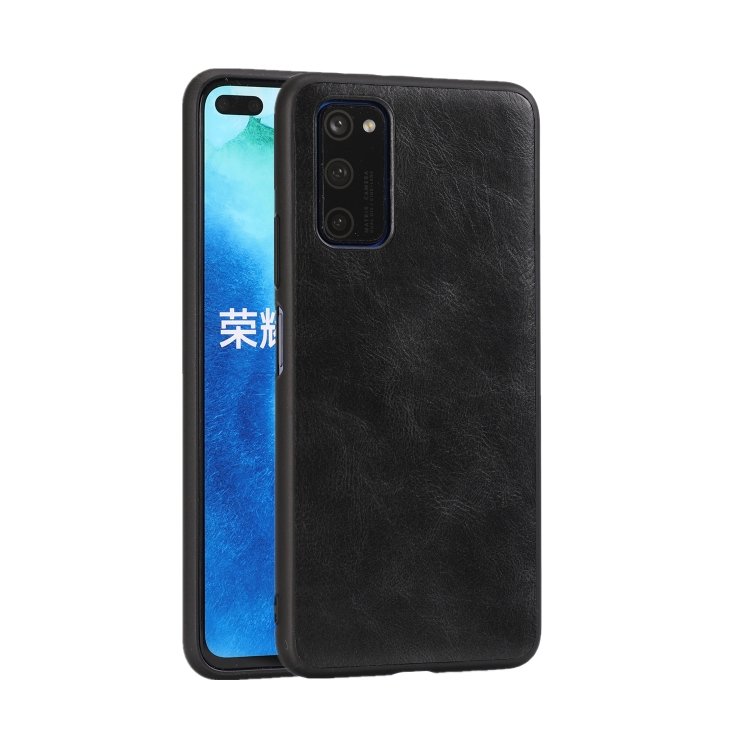 

For Huawei Honor V30 Crazy Horse Textured Calfskin PU+PC+TPU Case(Black)