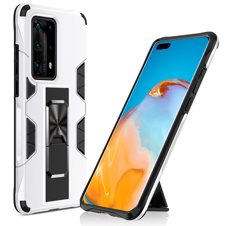 

For Huawei P40 Pro+ Soldier Armor Shockproof TPU + PC Magnetic Protective Case with Holder(White)