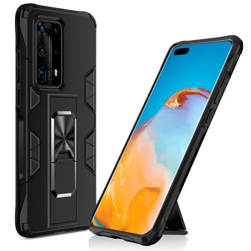 

For Huawei P40 Pro+ Soldier Armor Shockproof TPU + PC Magnetic Protective Case with Holder(Black)