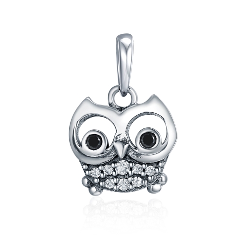 

S925 Sterling Silver Pendant Cute Owl Beads DIY Bracelet Necklace Accessories