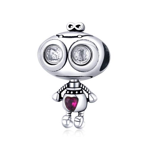 

S925 Sterling Silver Pendant Robot and Love Beads DIY Bracelet Necklace Accessories