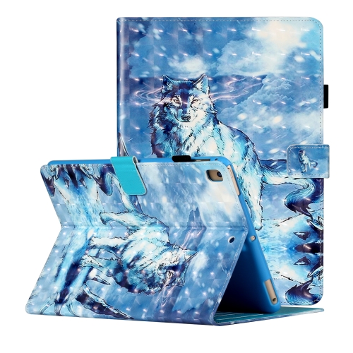 

For iPad 9.7 (2018) & iPad 9.7 inch (2017) & iPad Air 2 & iPad Air 3D Pattern Horizontal Flip Leather Case with Card Slots & Holder & Sleep / Wake-up Function(Snow Mountain Wolf)