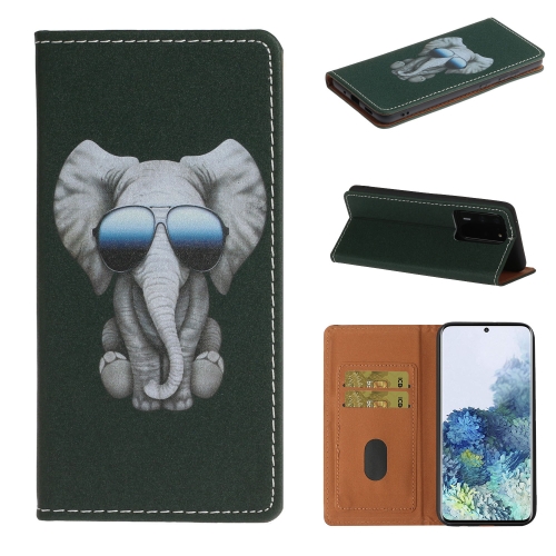 

For Samsung Galaxy Note20 Ultra Pure Color Painting Horizontal Flip Leather Case with Card Slot & Holder(Elephant)