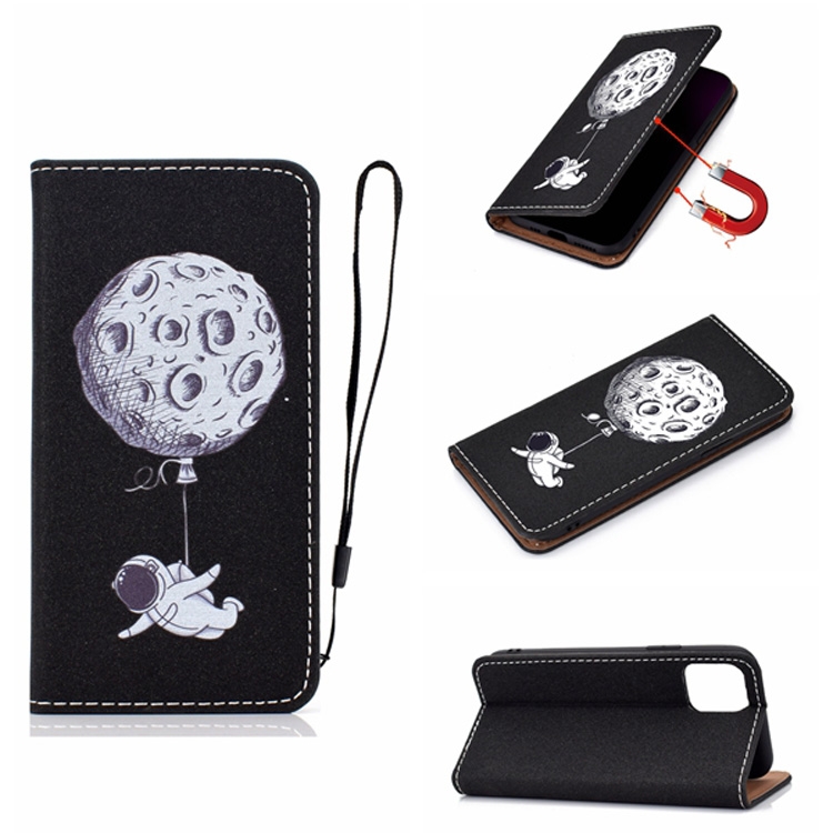 

For iPhone 12 Pro Max Pure Color Painting Horizontal Flip Leather Case with Card Slot & Holder(Starman)
