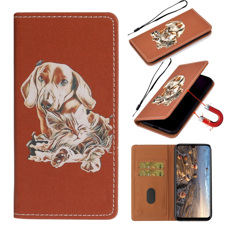 

For Huawei P Smart (2020) Pure Color Painting Horizontal Flip Leather Case with Card Slot & Holder(Dog)