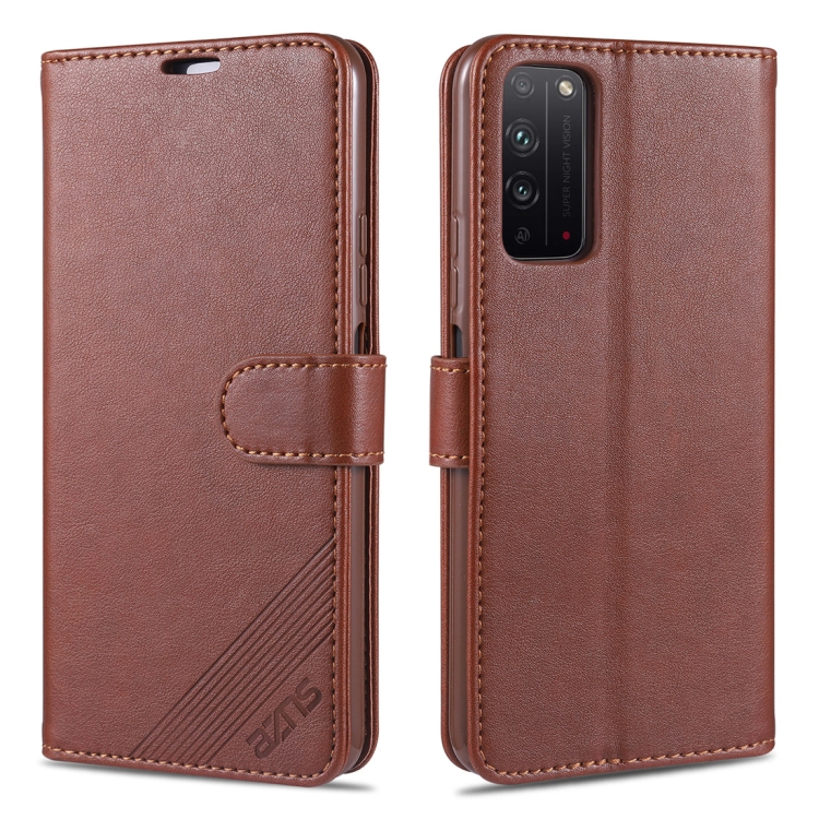 

For Huawei Honor X10 5G AZNS Sheepskin Texture Horizontal Flip Leather Case with Holder & Card Slots & Wallet(Brown)