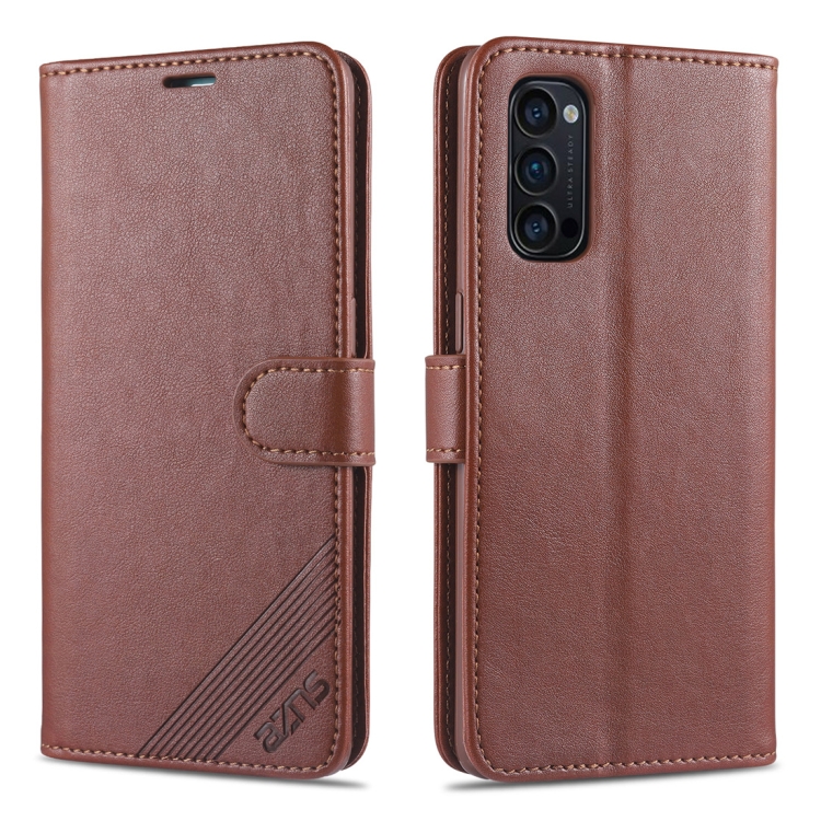 

For Oppo Reno4 / Reno4 Pro AZNS Sheepskin Texture Horizontal Flip Leather Case with Holder & Card Slots & Wallet(Brown)