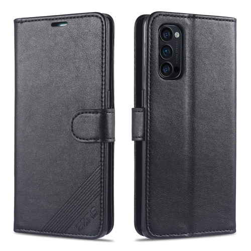 

For Oppo Reno4 / Reno4 Pro AZNS Sheepskin Texture Horizontal Flip Leather Case with Holder & Card Slots & Wallet(Black)