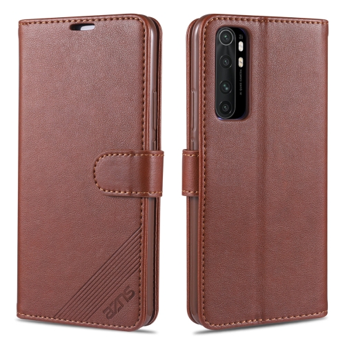 

For Xiaomi Mi Note 10 Lite AZNS Sheepskin Texture Horizontal Flip Leather Case with Holder & Card Slots & Wallet(Brown)